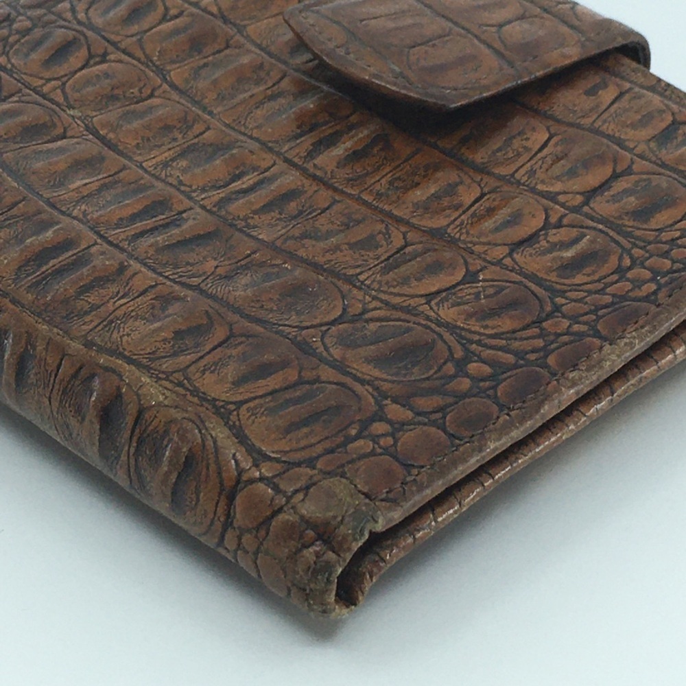 Vintage Brahmin Brown Croc-Embossed Leather Wallet Square - Picture 3 of 9